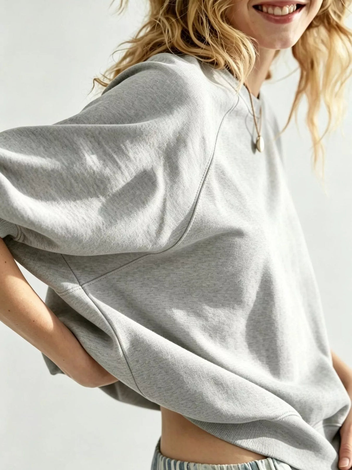 Full Size Raglan Short-Sleeve Sweatshirt Plus Size