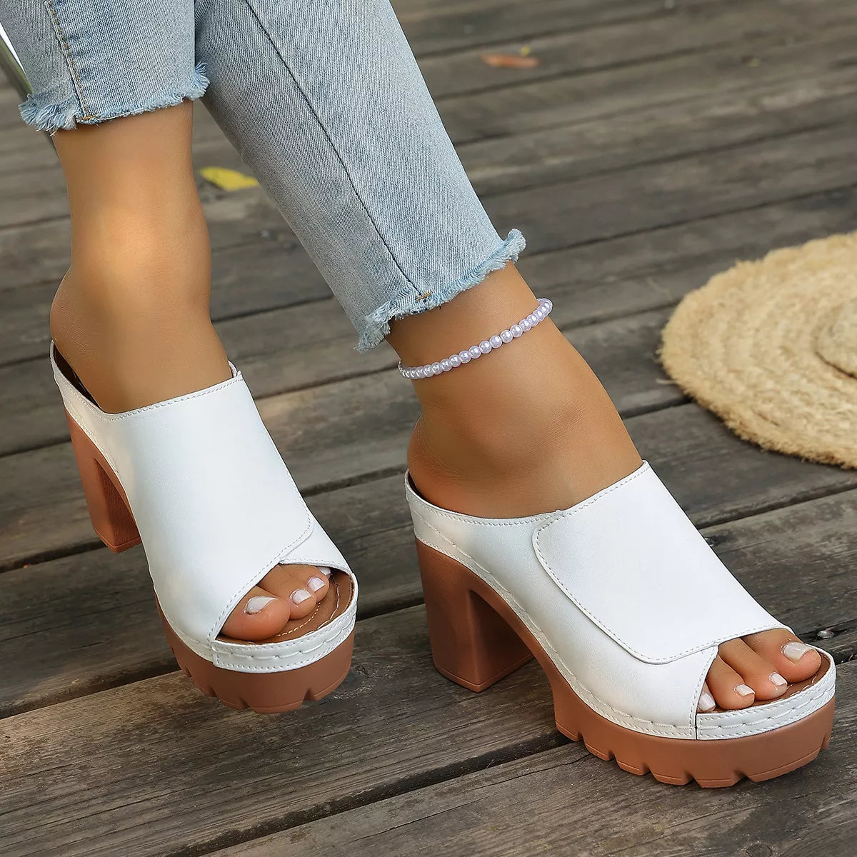 Peep Toe Block Heels Sandals