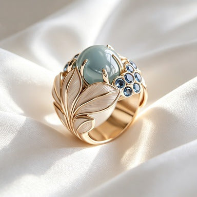 Zihua Cross-Border European And American Ethnic Style Gold-Plated Zircon-Inlaid Ring, Personalized New Vintage Ring, Direct Sales From The Manufacturer