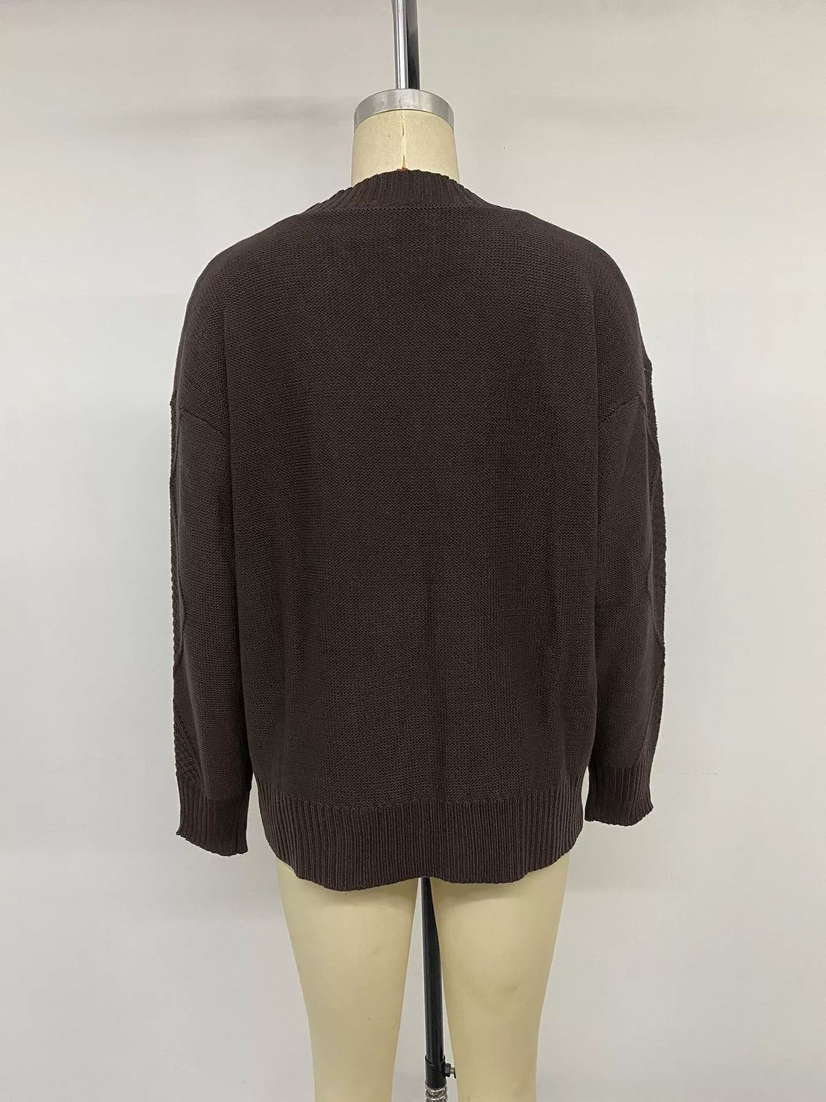 V-Neck Cable Knit Button-Down Cardigan