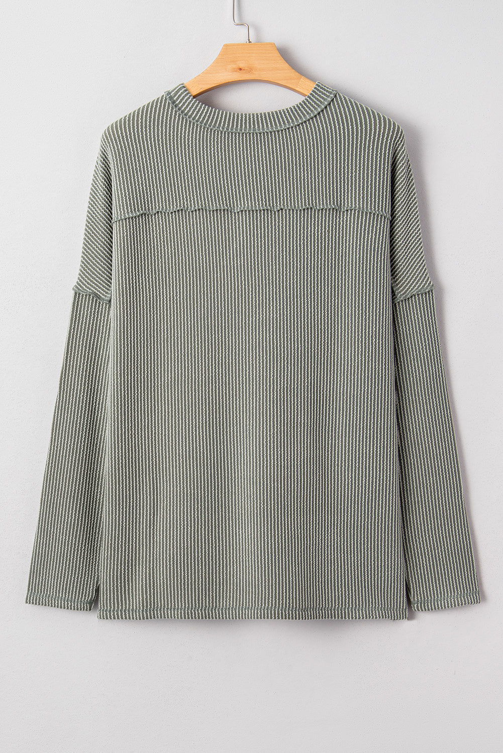 Solid Corded Knit Long Sleeve Top