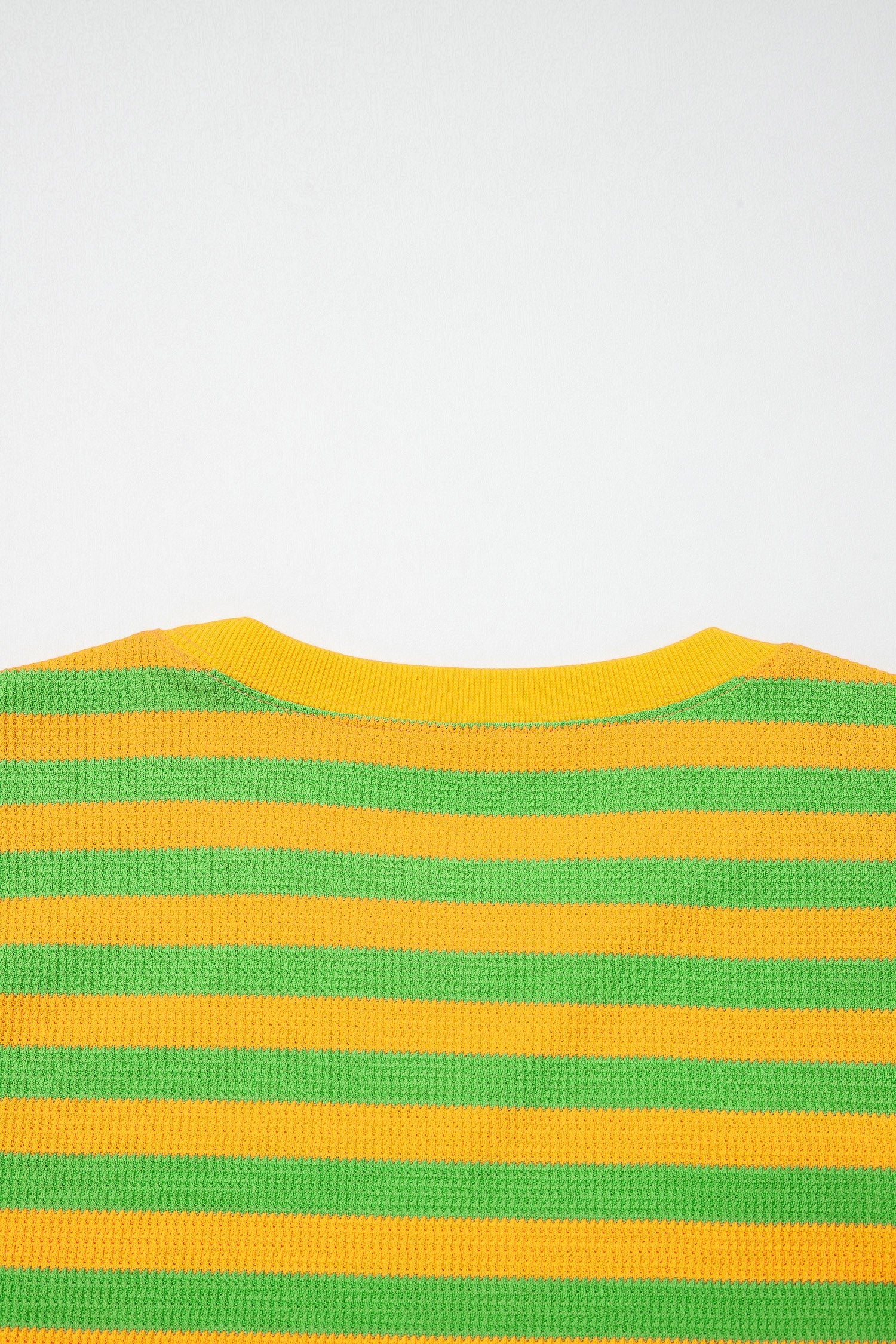 Yellow Stripe Puff Short Sleeve T Shirt Matching Shorts Set