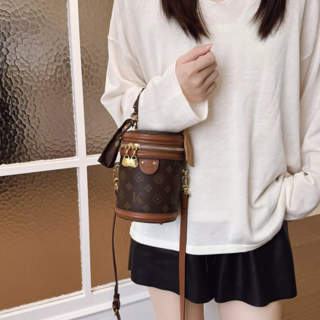 Top Handle Bucket Crossbody Bag