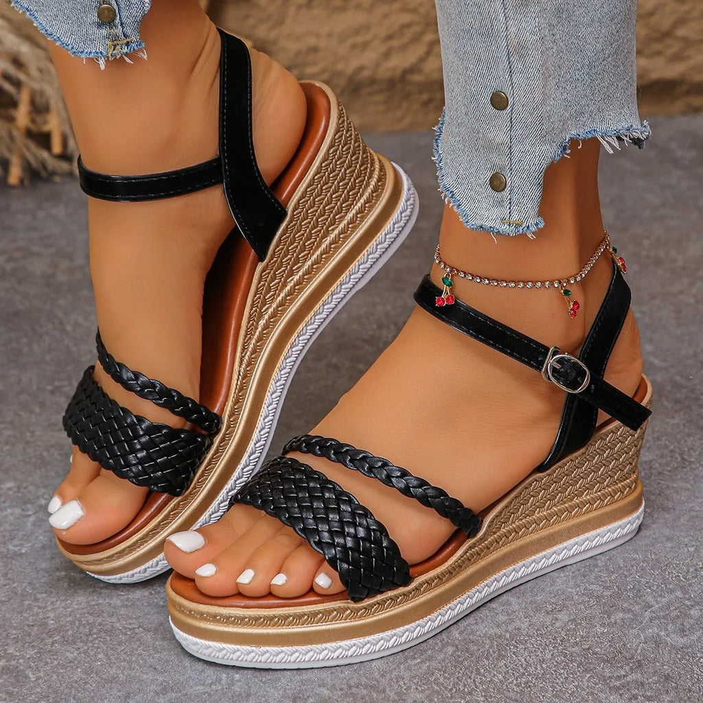 Woven Espadrille Wedge Sandals