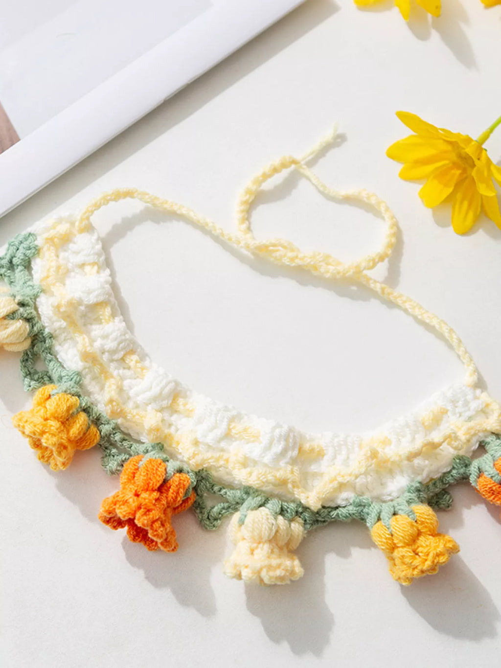 Knitted Floral Pet Collar