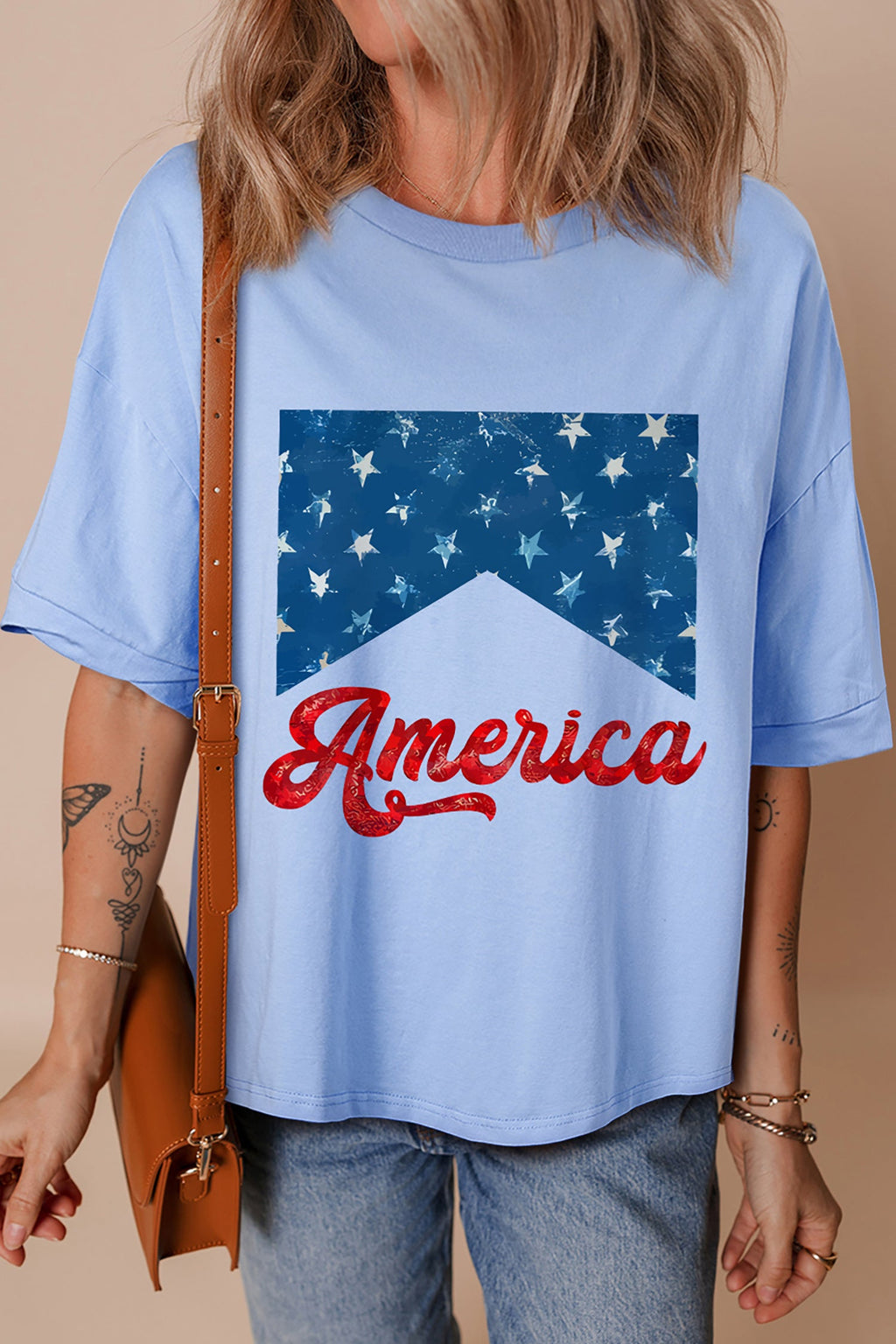 Myosotis America Fashion Print Relaxed T Shirt