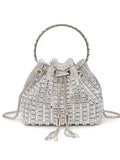 Rhinestone Embellished Bucket Crossbody Bag