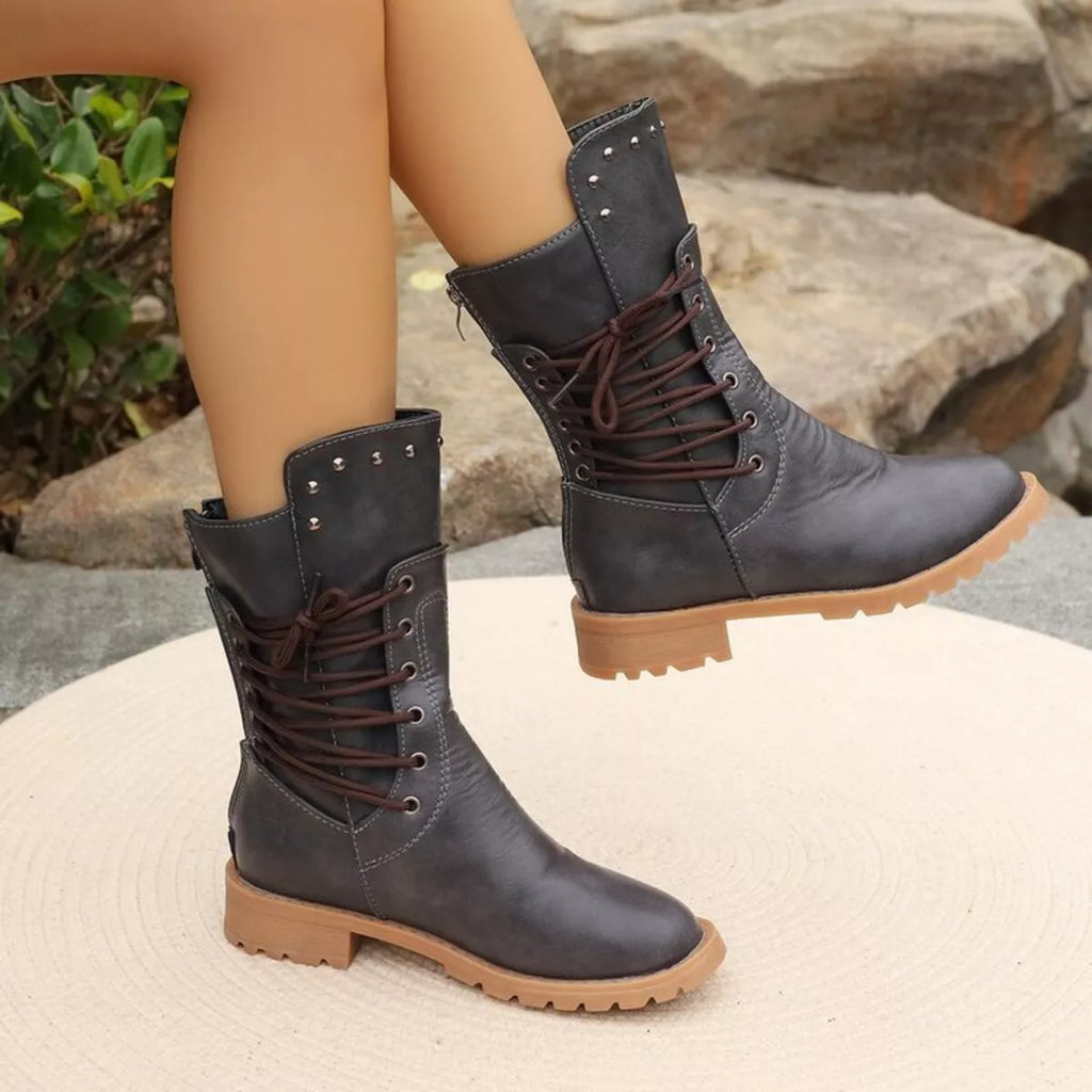 Studded Lace-Up Boots