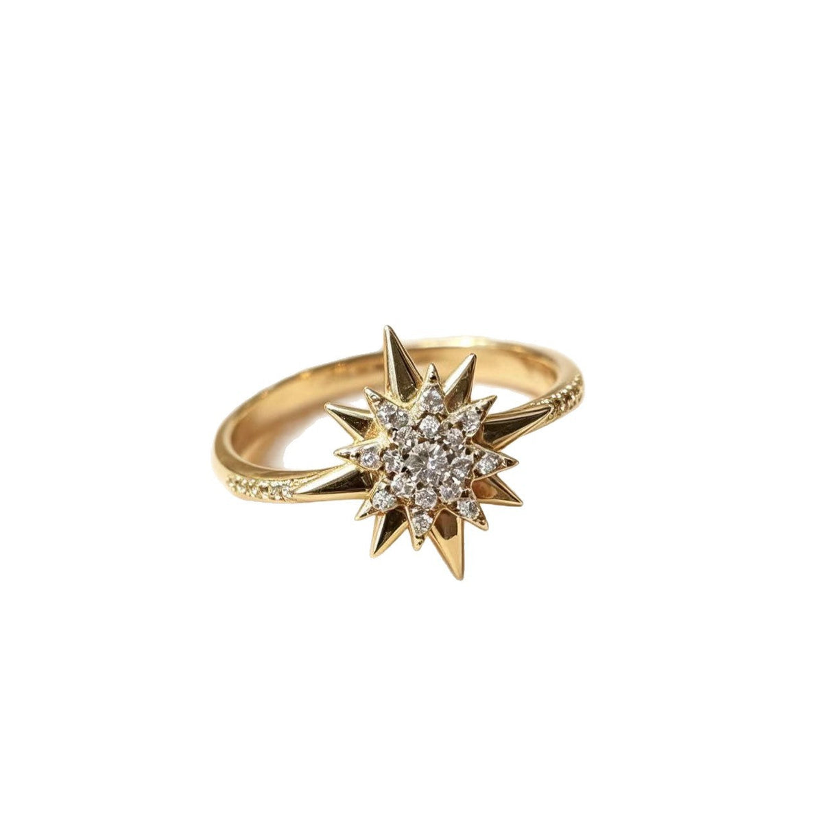 Sunflower-Gilded Five-Pointed Star Zircon Womens Ring