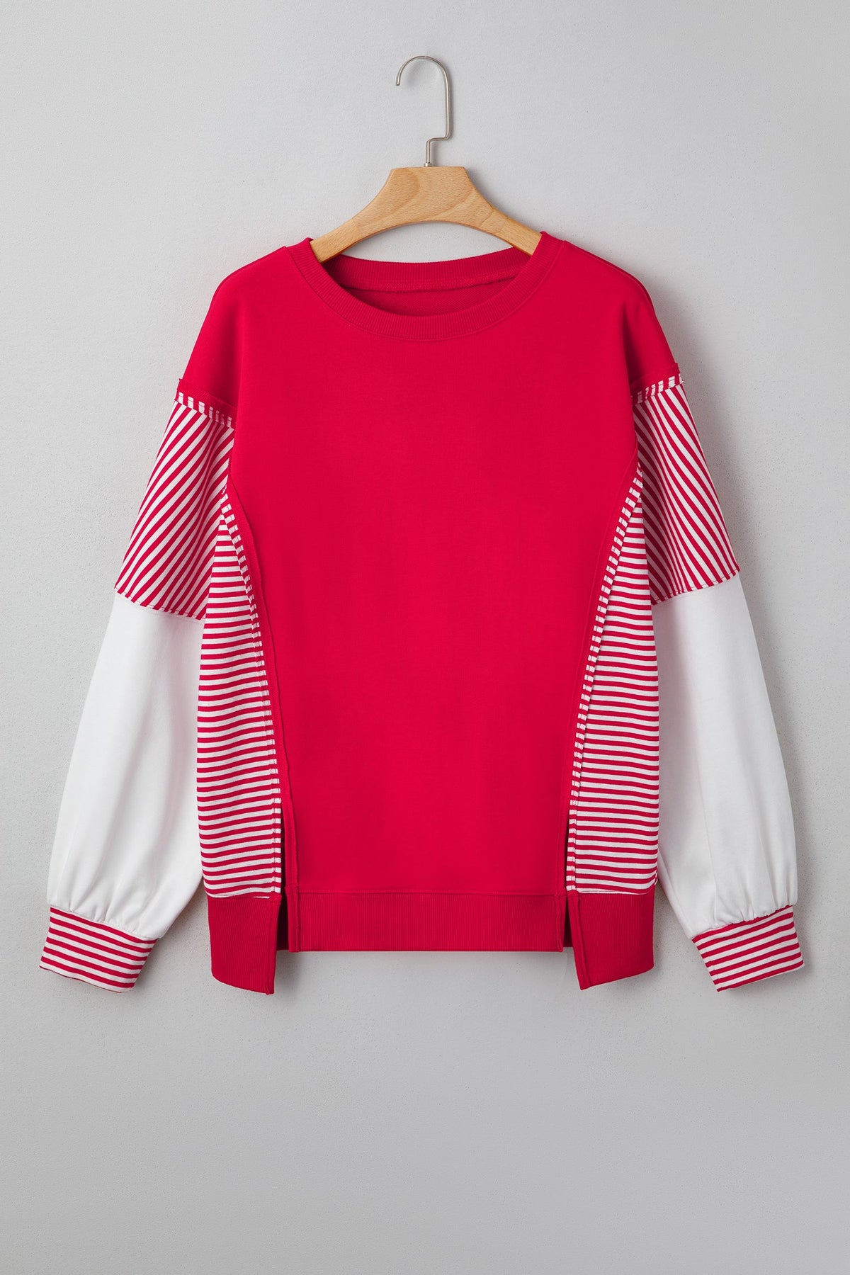 Stripe Leopard Patchwork Long Sleeve Sweatshirt