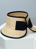 Straw Sun Visor Hat with Bow