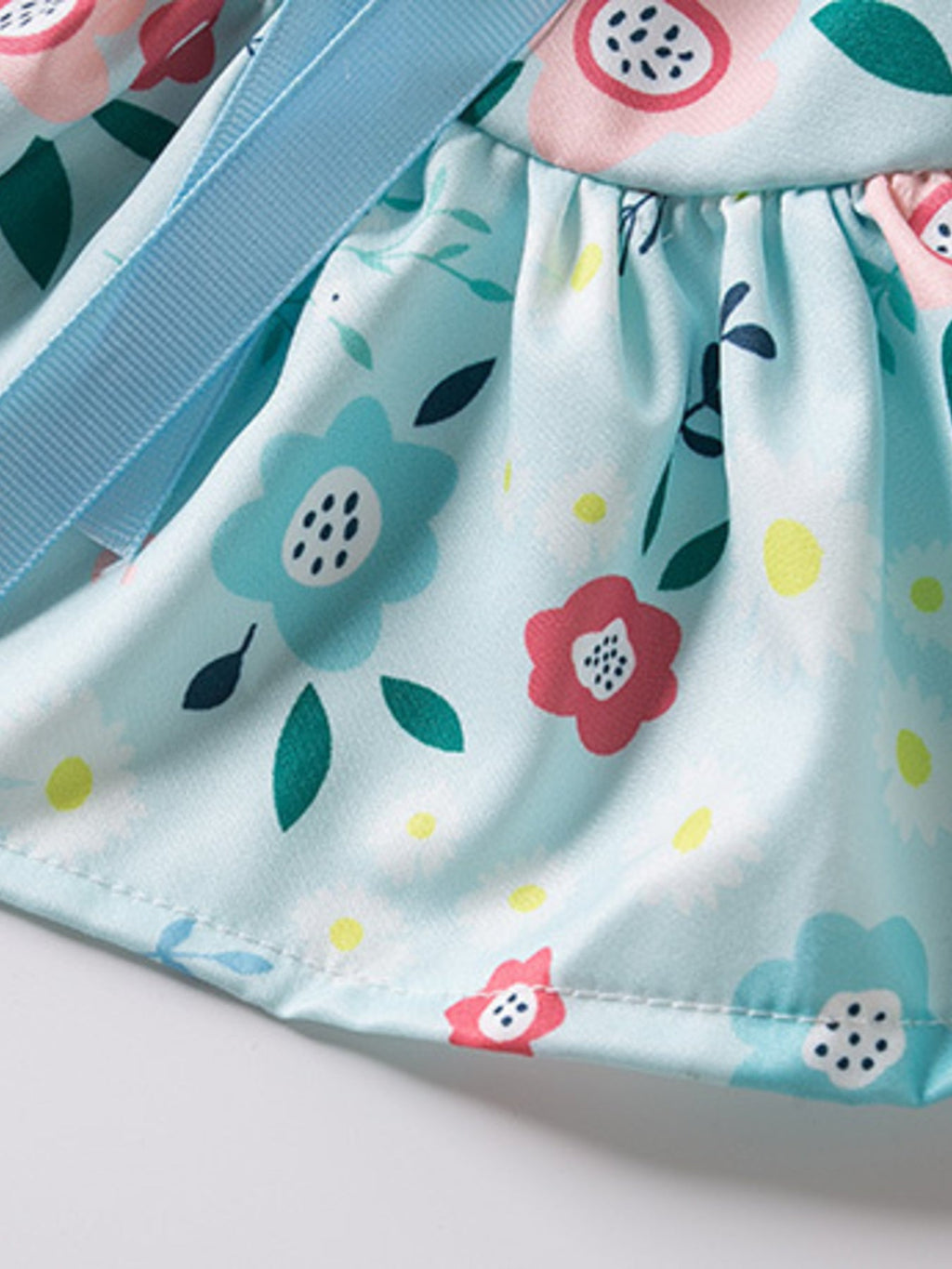 Floral Print Bow Decor Pet Dress