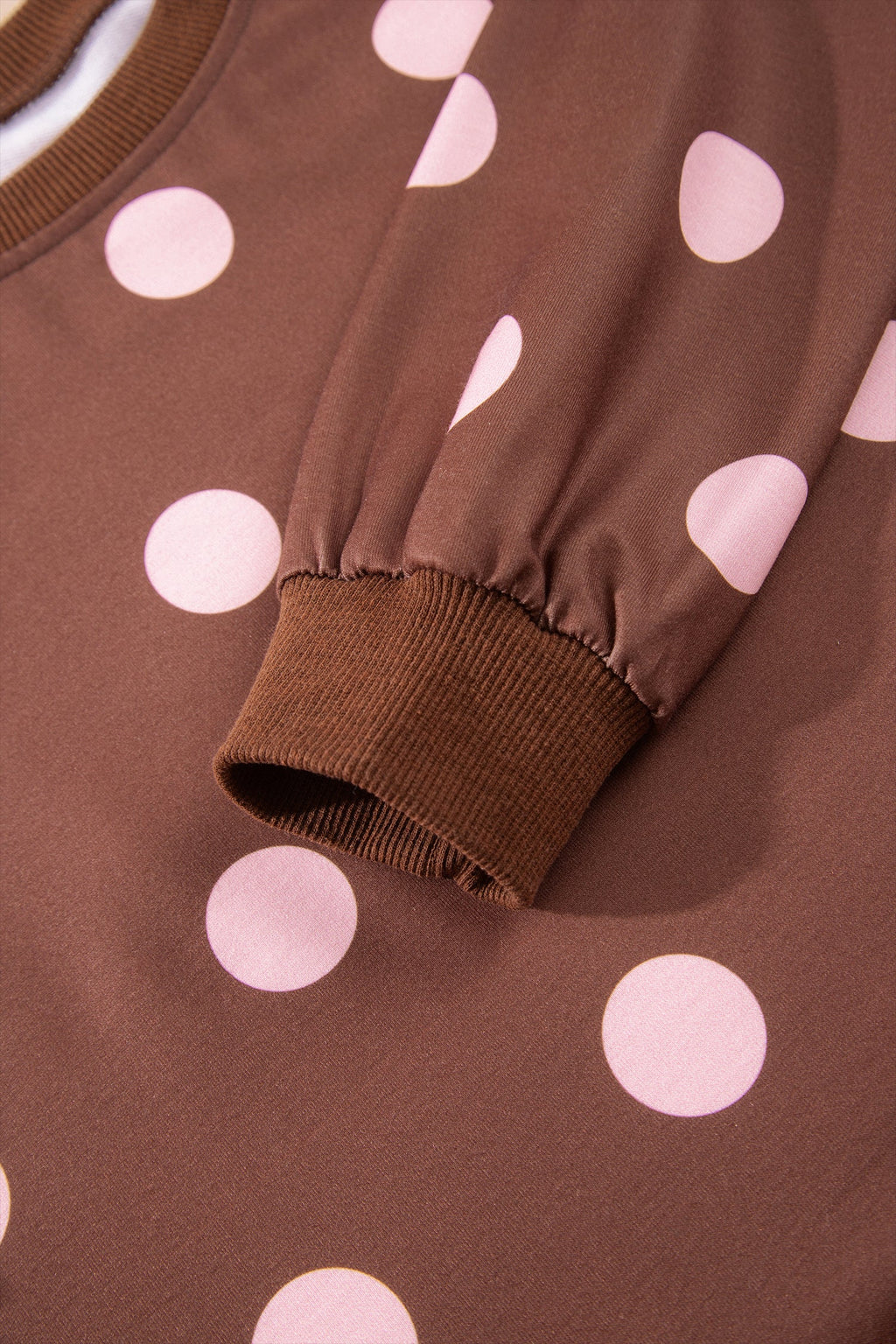 Pink Polka Dot Two Piece Set Long Sleeve Casual Skirt Set