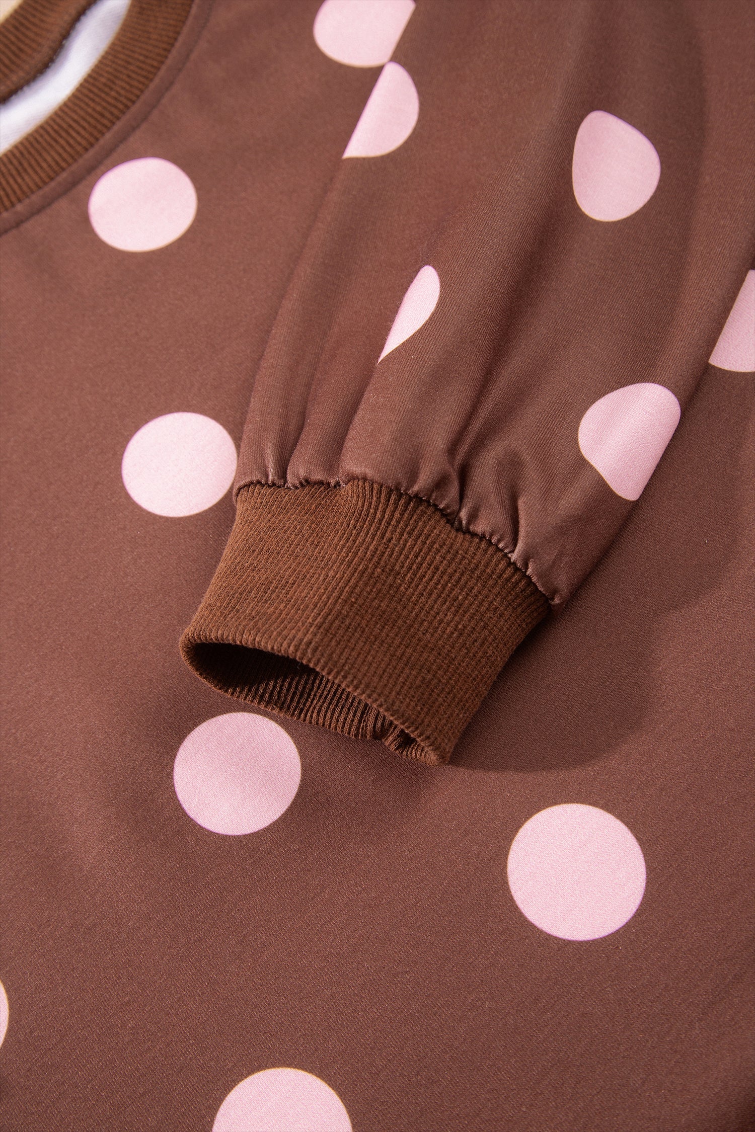 Pink Polka Dot Two Piece Set Long Sleeve Casual Skirt Set