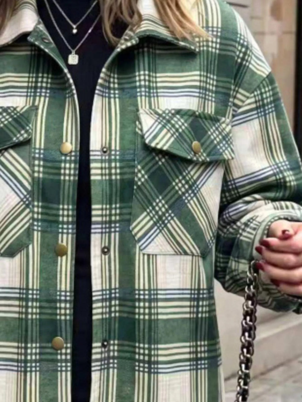 Plaid Snap Down Shacket