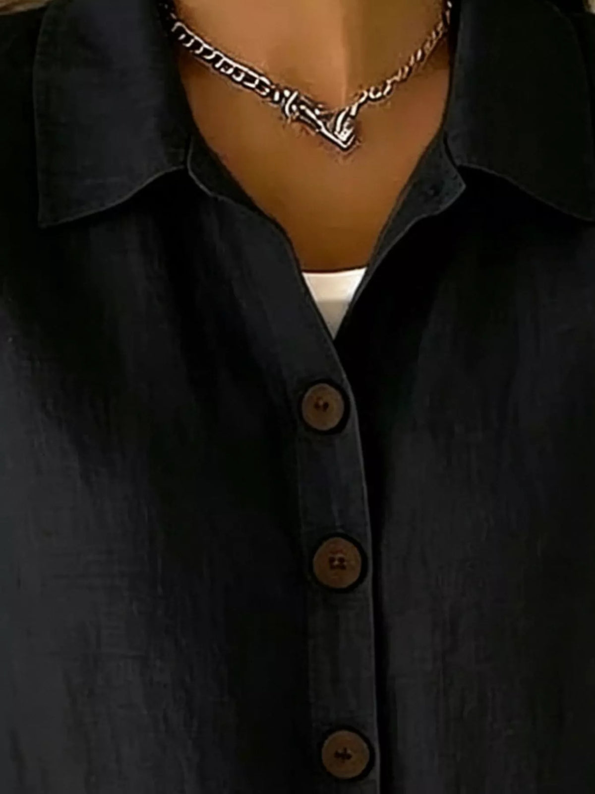 Full Size Button-Down Short Sleeve Shirt Plus Size