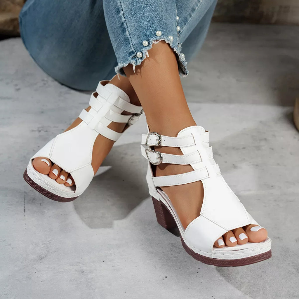 Peep Toe Block Heels Sandals