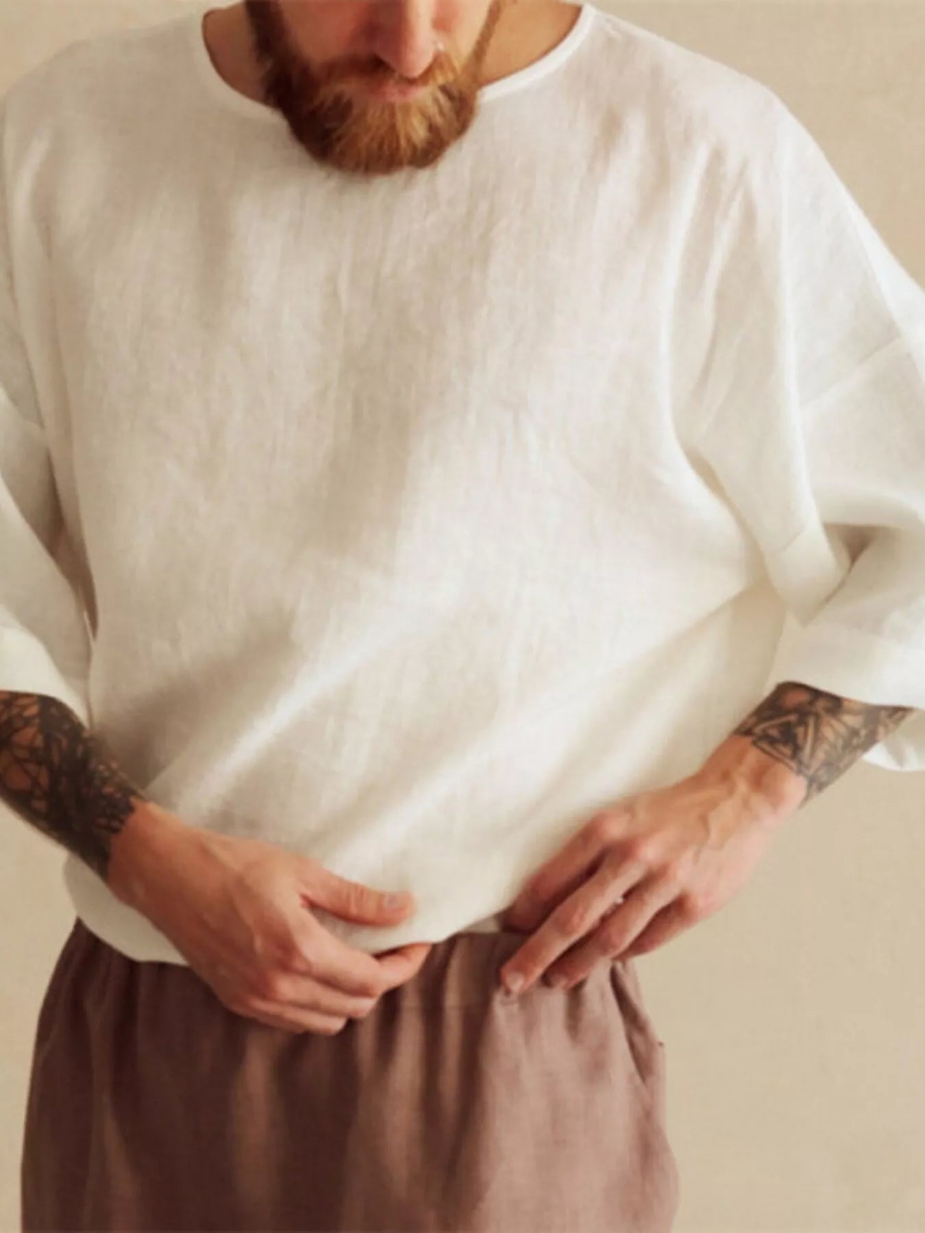 Men's Full Size Loose Fit Round Neck T-Shirt Plus Size
