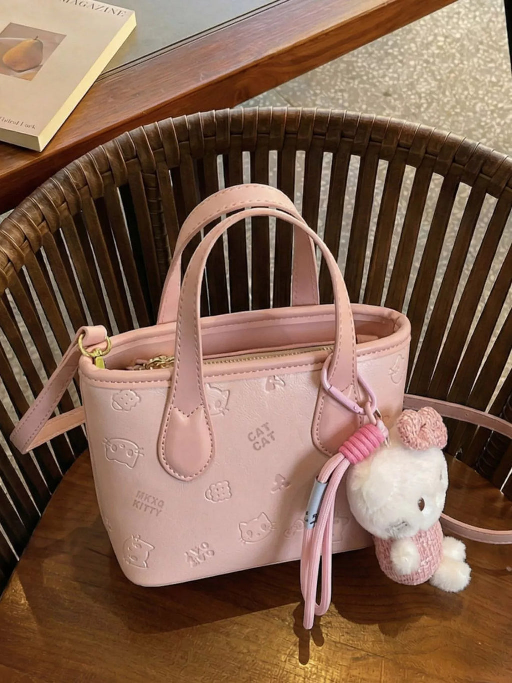 Cat Embossed Crossbody Bag