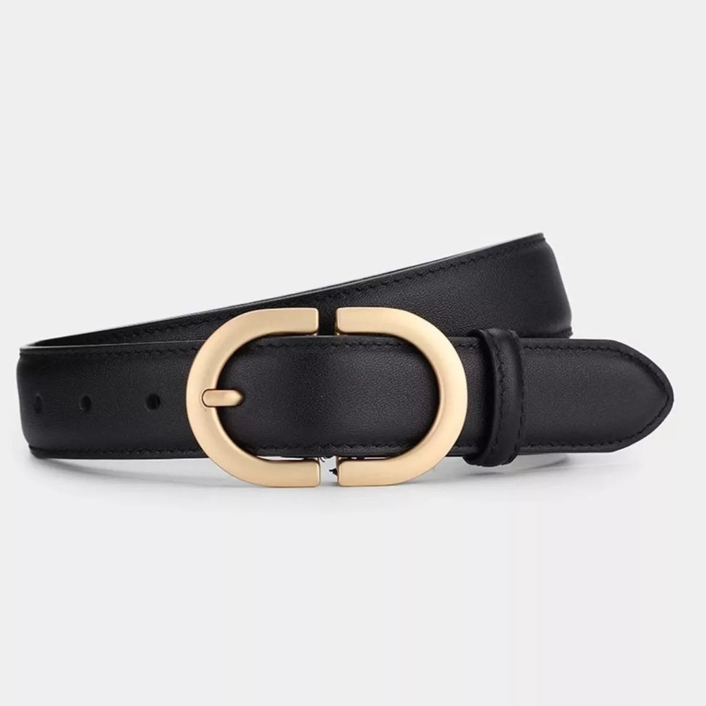 Gold Buckle Leather Belt