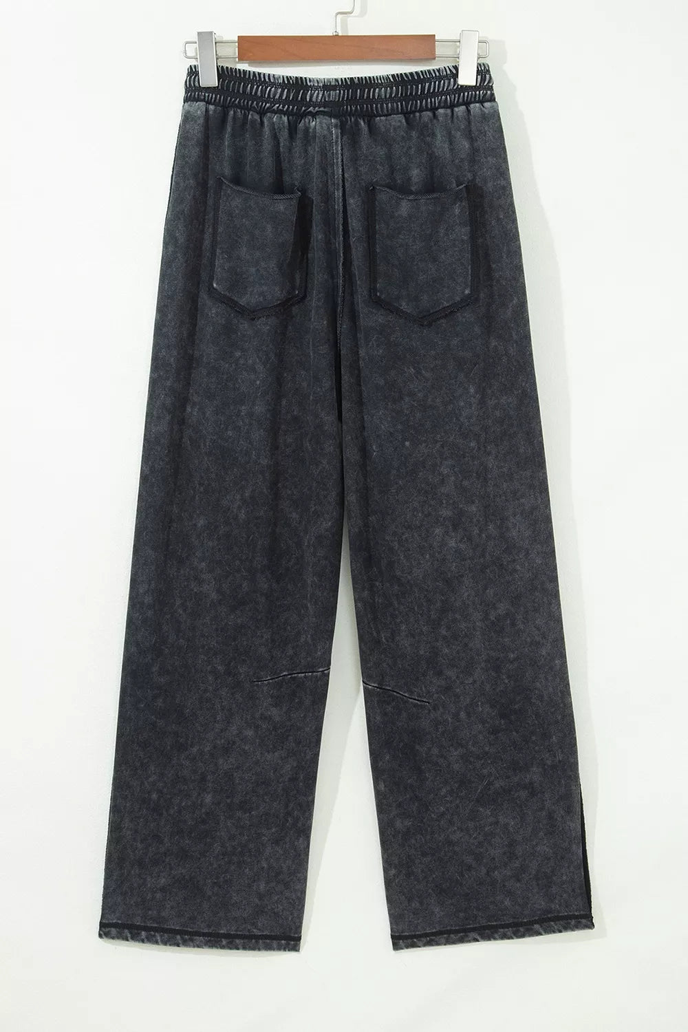 Mineral Wash Raw Seam Drawstring Elastic Waist Barrel Pants