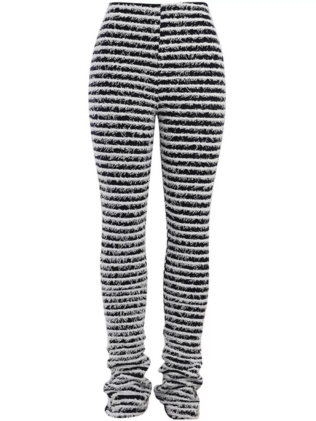Striped Fuzzy Textured Knit Pants