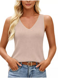 V-Neck Ribbed Knit Tank Top