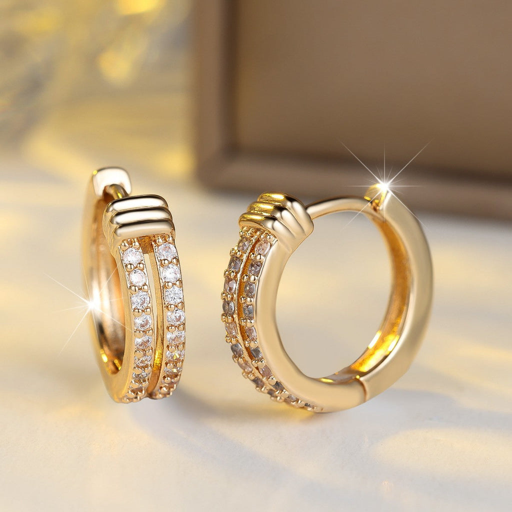 Light-luxury Double-row Fully Diamond Ear Clips