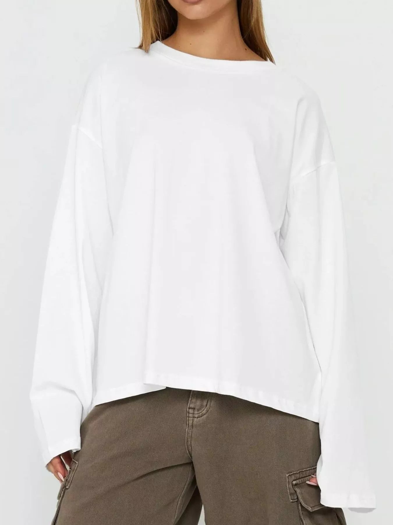 Oversized Long Sleeve Crew Neck T-Shirt