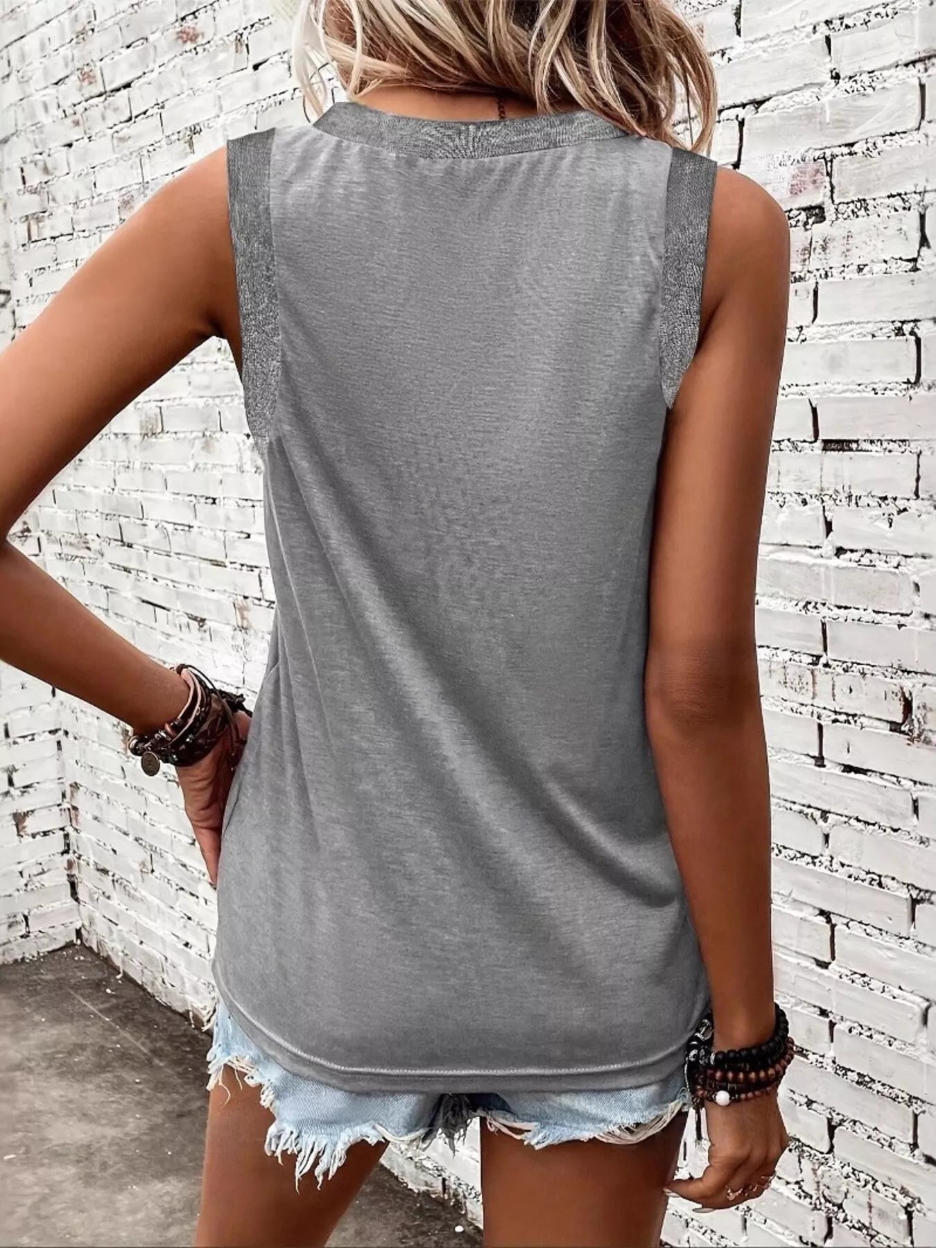 V-Neck Ribbed Trim Tank