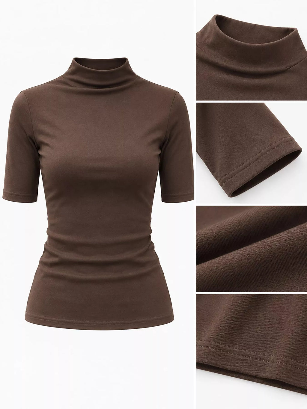 Full Size Mock Neck Half Sleeve T-Shirt Plus Size