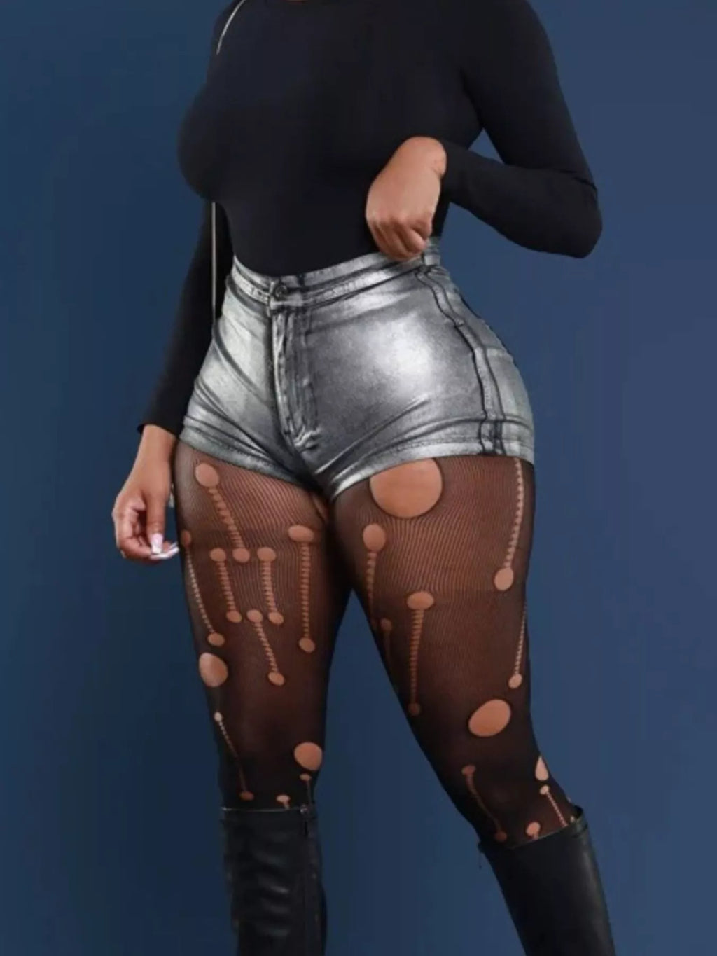 Shiny Slim Stretch High-Waisted Shorts