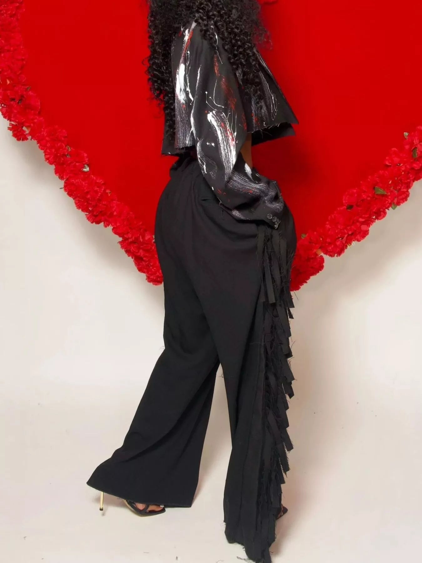 Wide-Leg Pants with Fringed Details