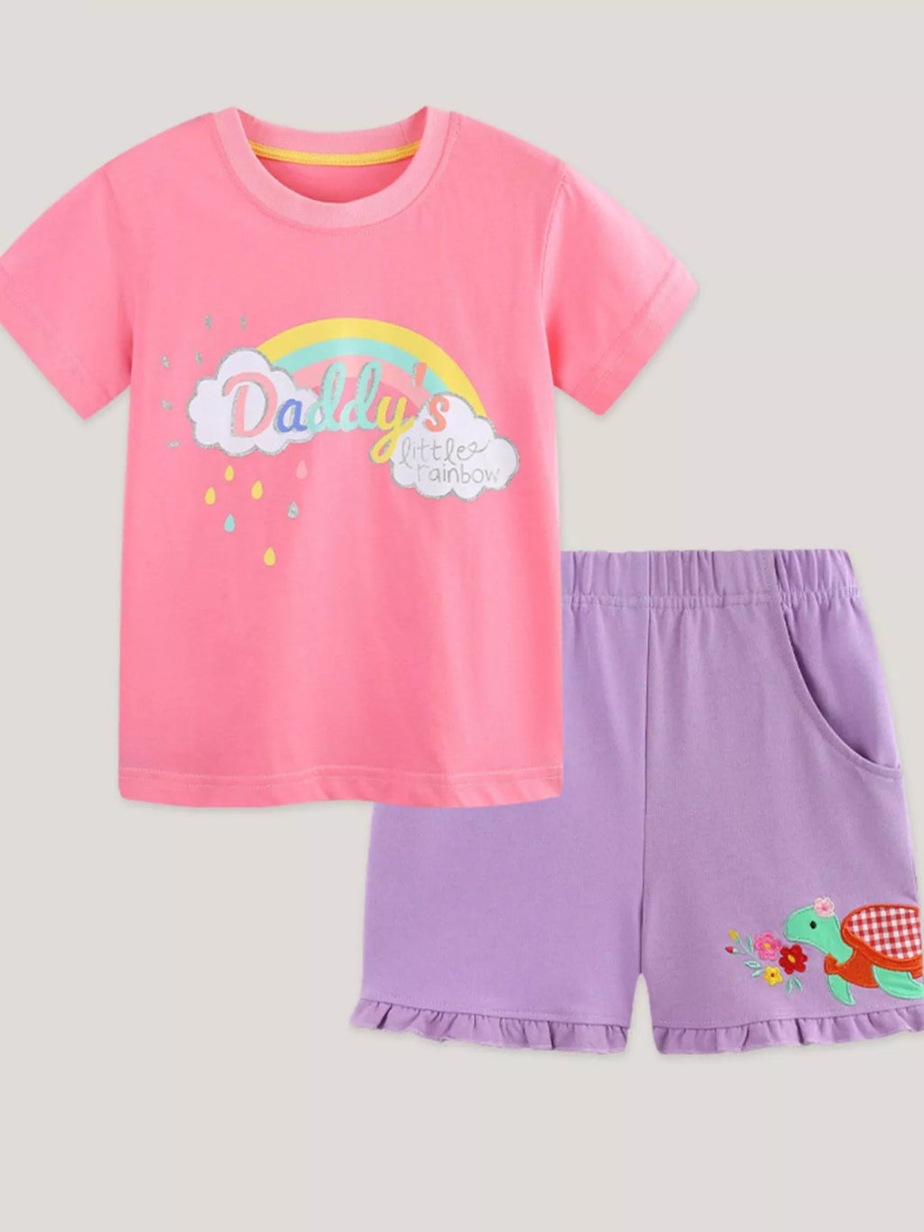Children's Daddy's Little Rainbow Graphic Tee & Shorts Set