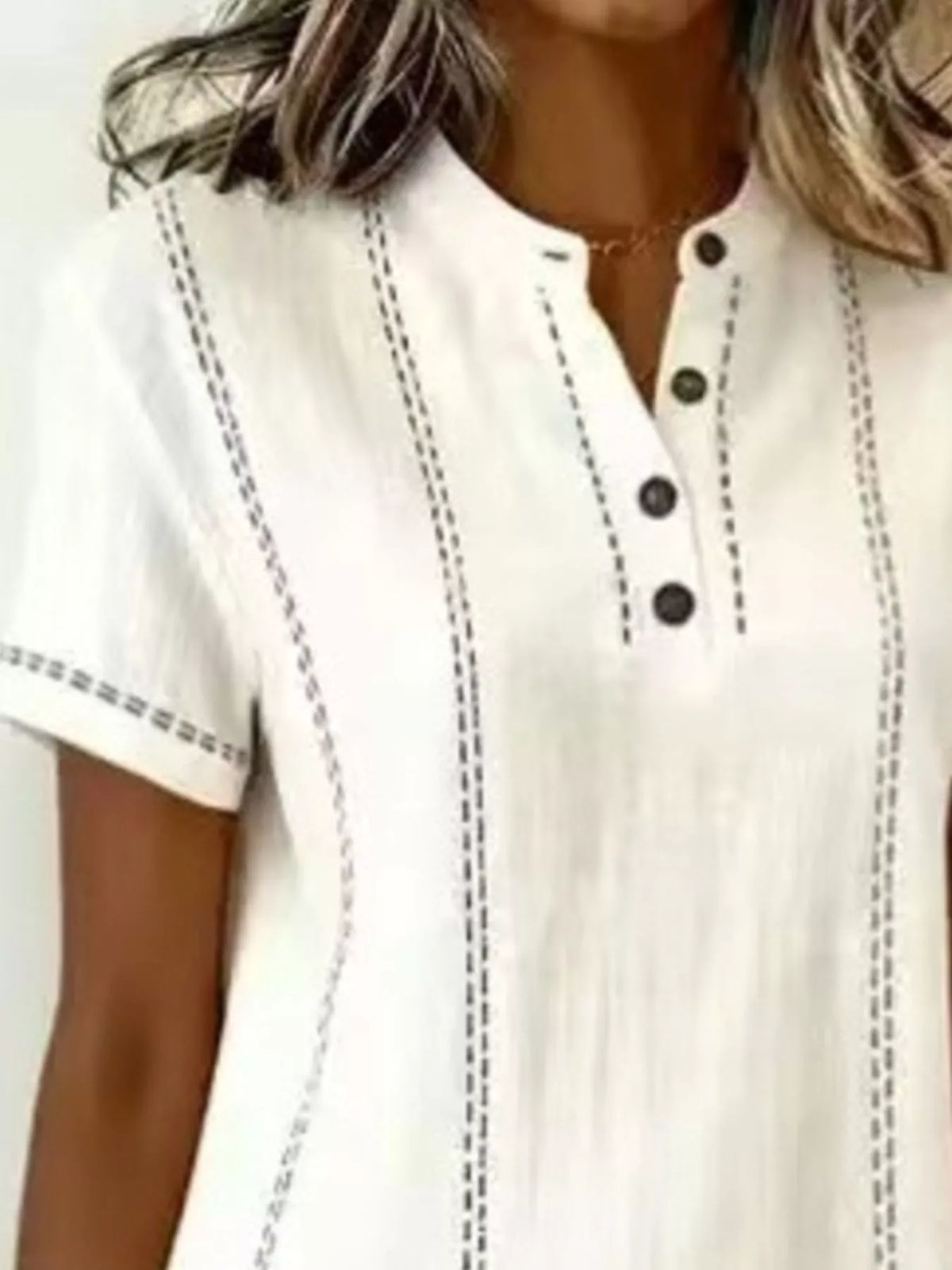 Full Size Button Detail Short Sleeve Shift Dress Plus Size