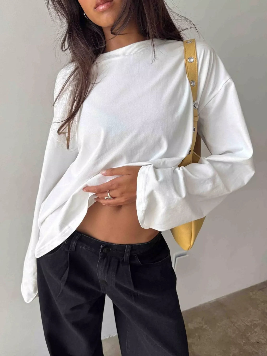Oversized Long Sleeve Crew Neck T-Shirt