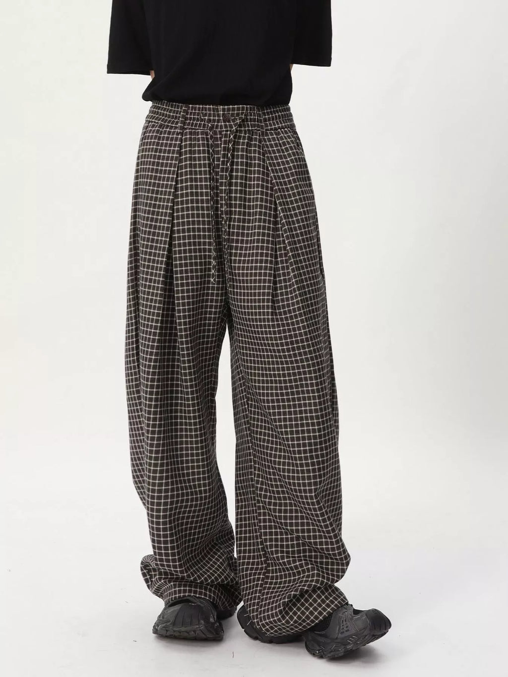 Men's Plaid Wide-Leg Pants