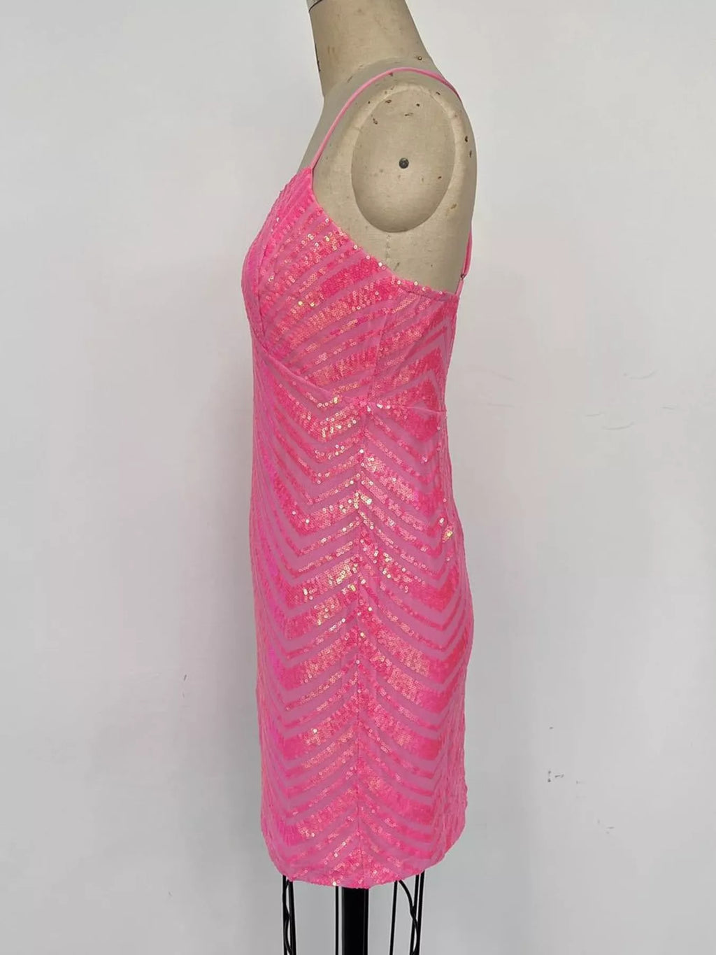 Sleeveless Sequin Embellished Bodycon Mini Cami Dress