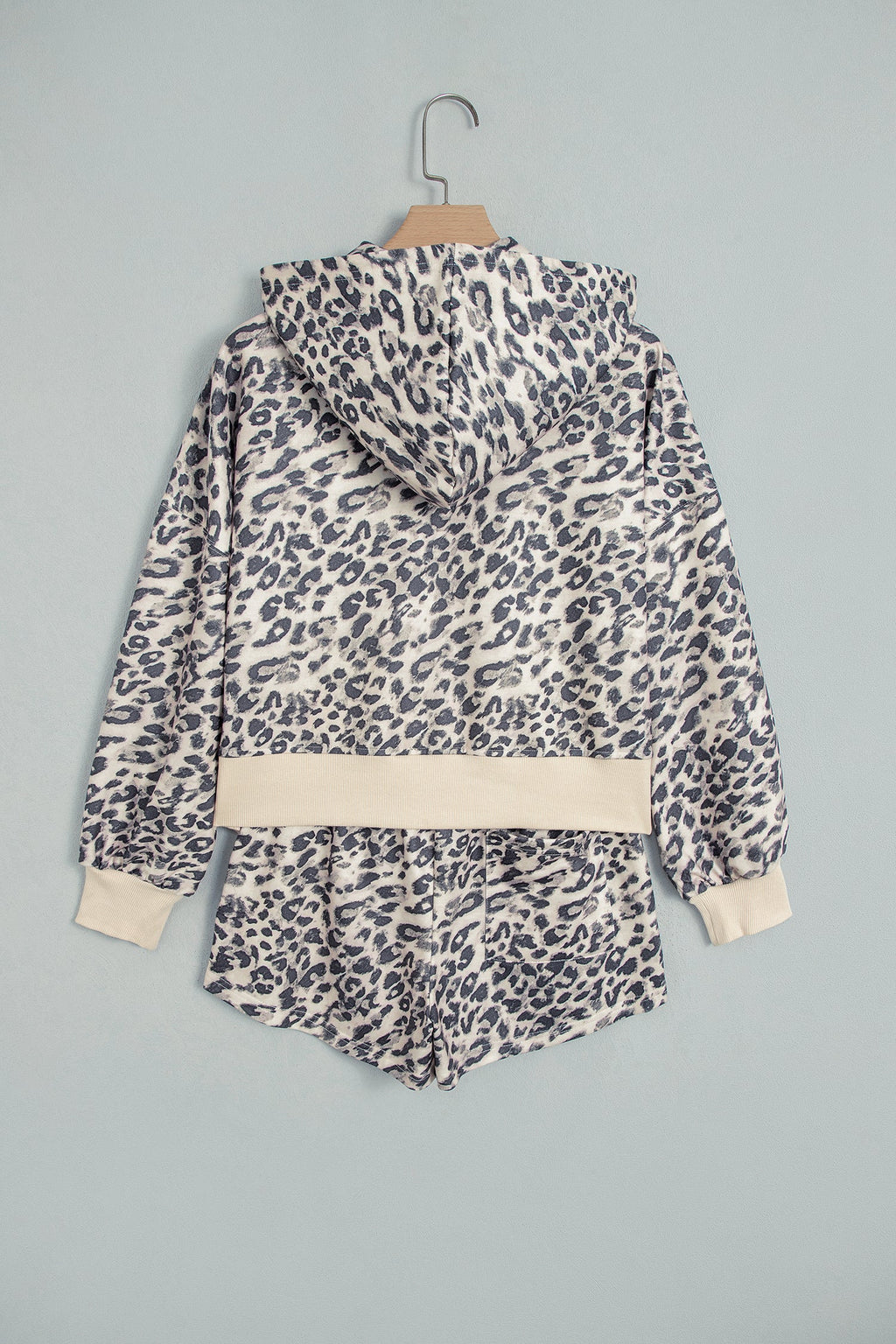 Multicolour Leopard Zip-Up Hooded Drawstring Pant Set