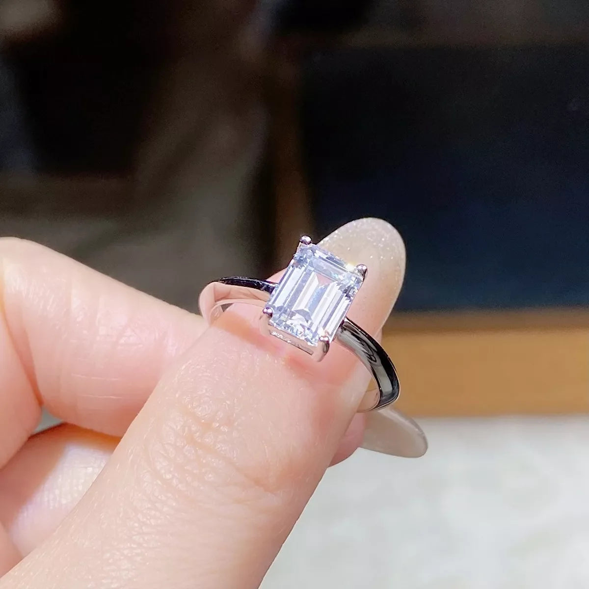 2 Carat 925 Sterling Silver Moissanite Geometric Ring