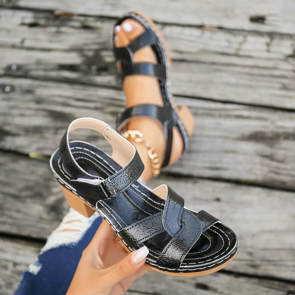 Open Toe Block Heels Sandals