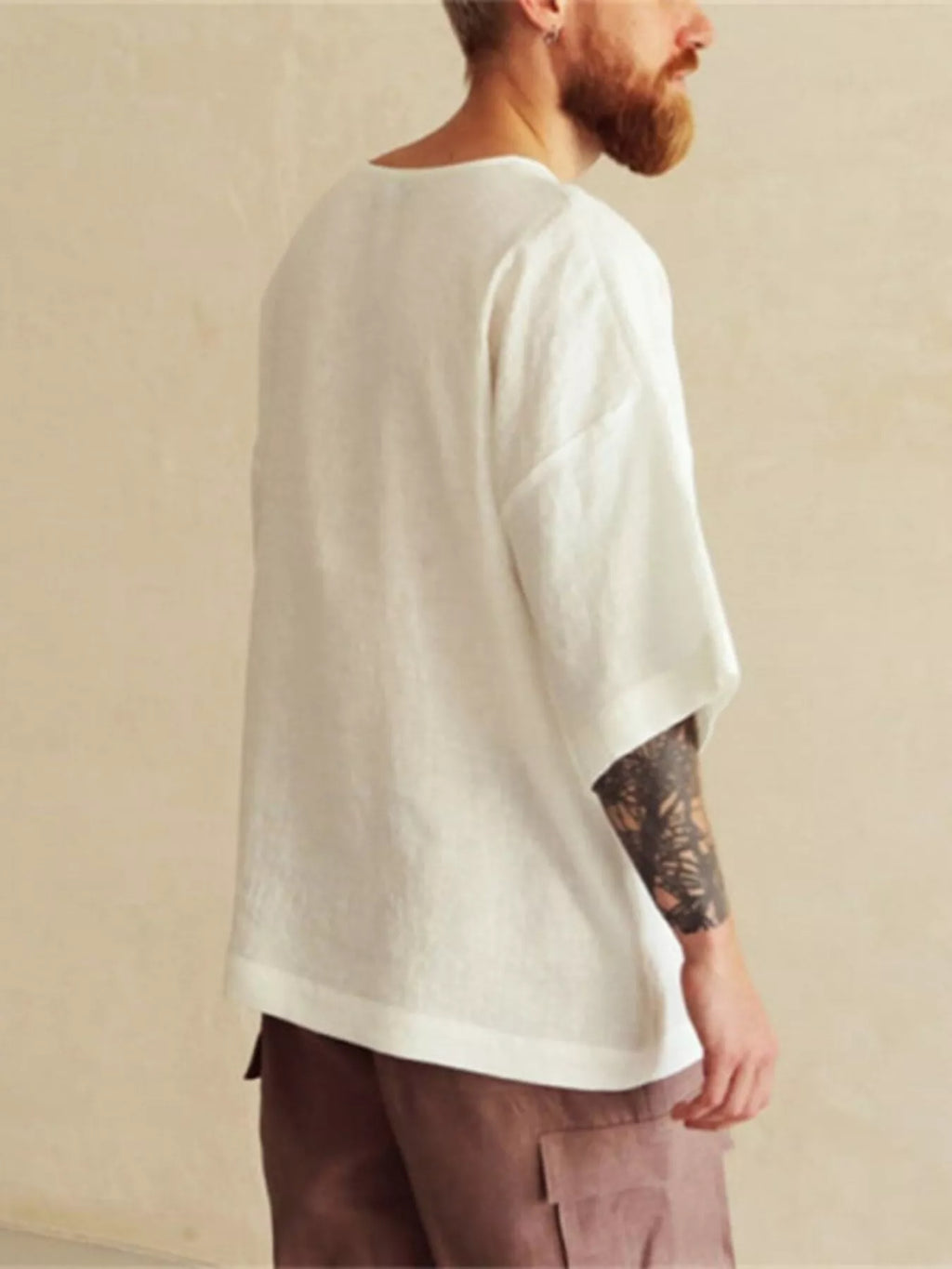 Men's Full Size Loose Fit Round Neck T-Shirt Plus Size