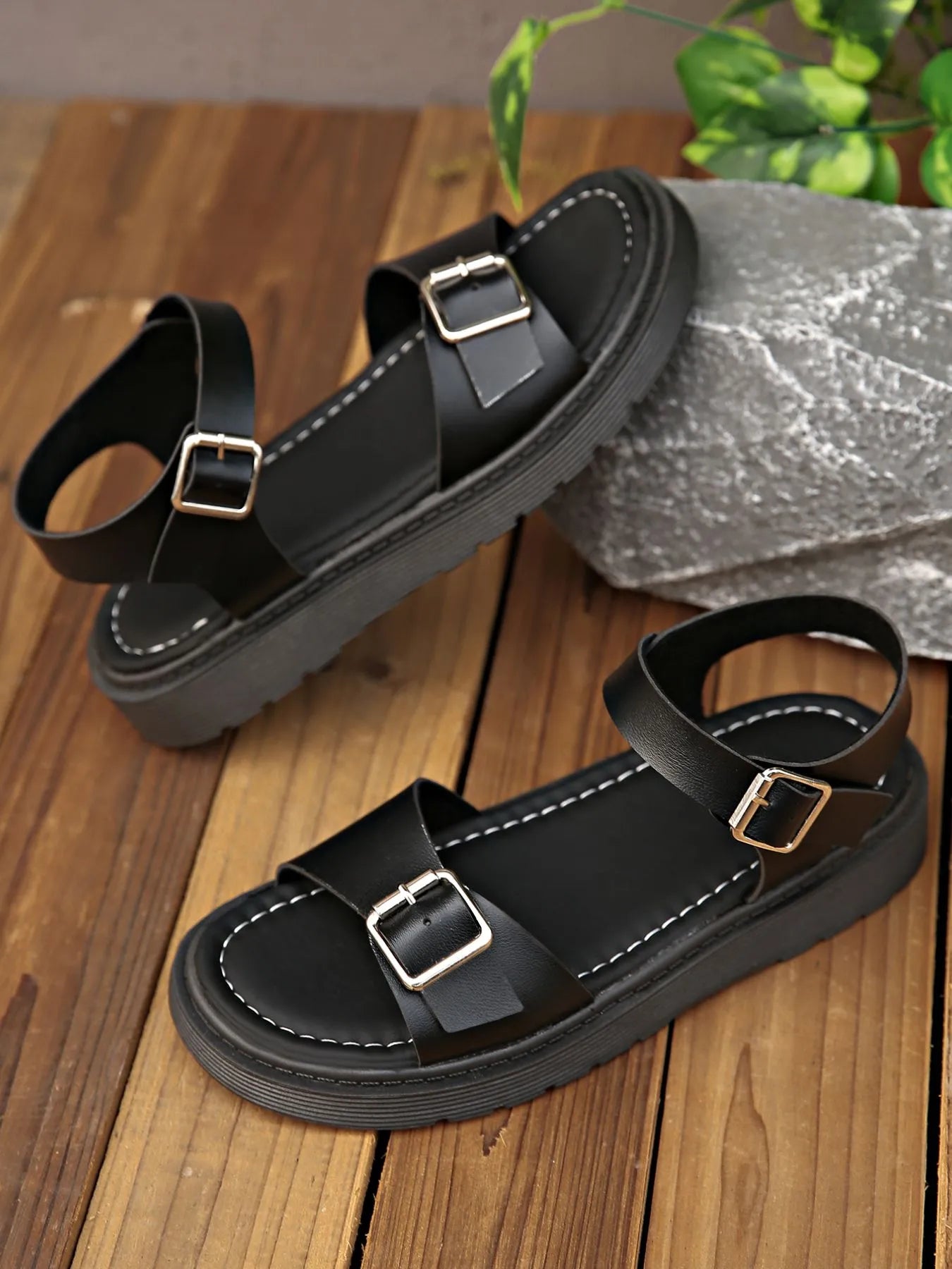 Platform Buckle Strap Sandals