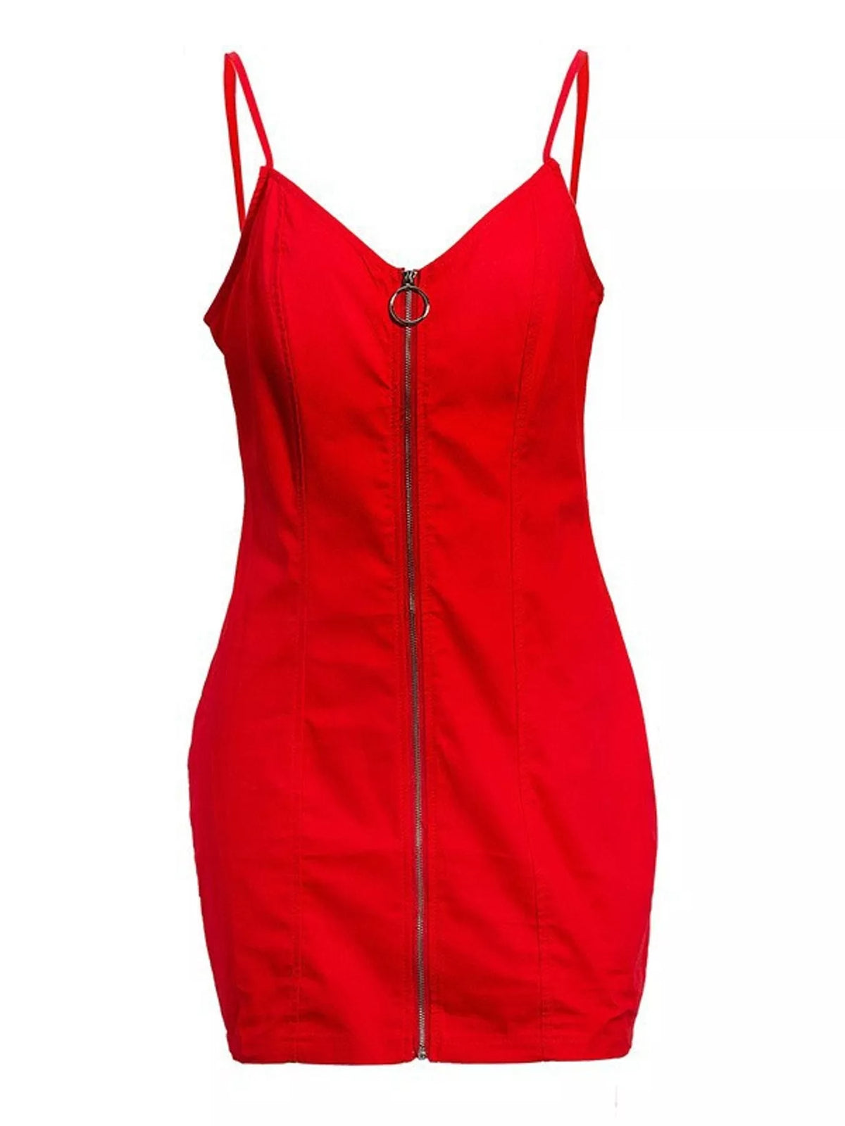 Full Size Zip-Front Bodycon Mini Dress Plus Size