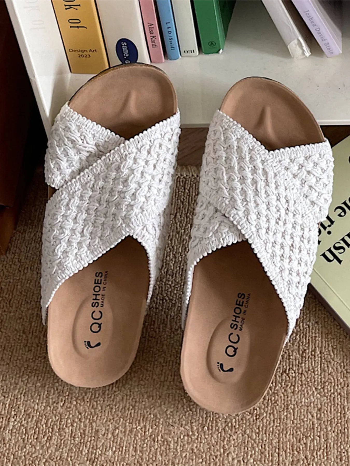 Cross Strap Woven Pattern Comfort Sandals