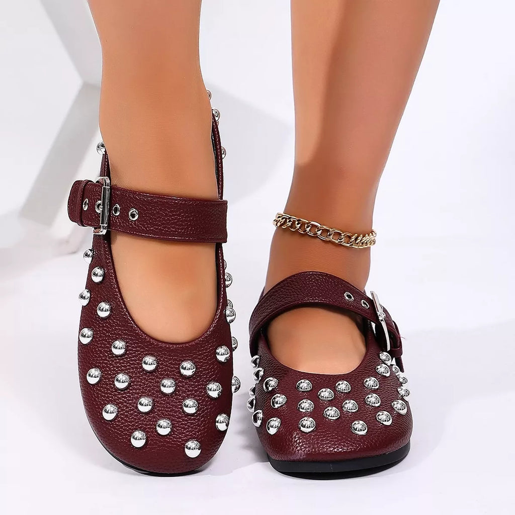 Studded Round Toe Slip-Ons