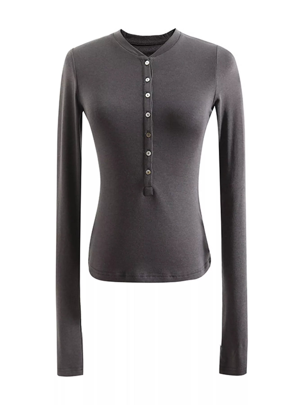 Slim-Fit Button-Down Long Sleeve Knit Top