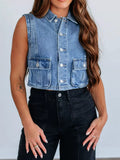 Sleeveless Cropped Denim Vest