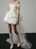 Full Size Off-Shoulder Tulle Bubble Mini Dress Plus Size