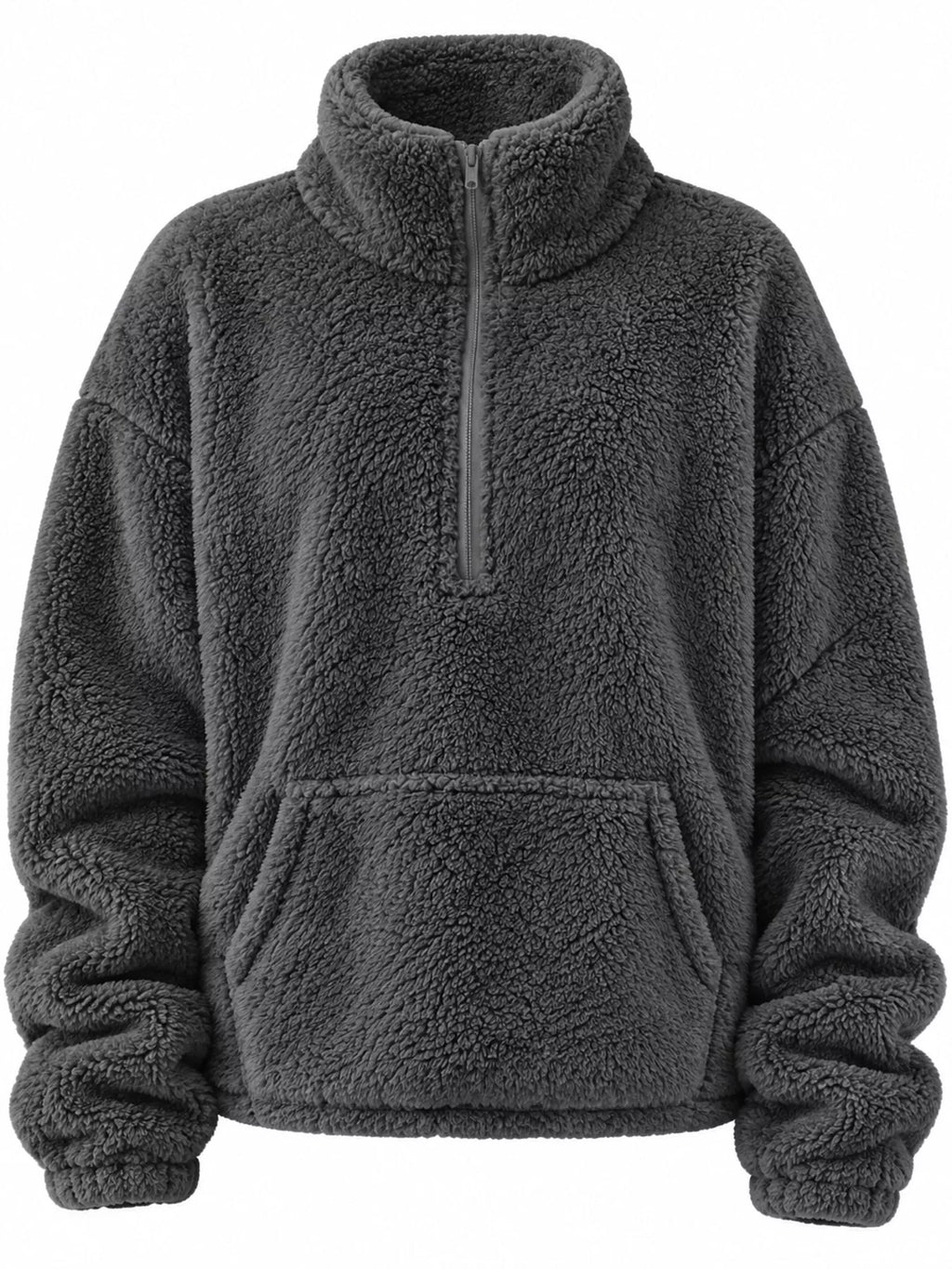 Full Size Sherpa Quarter-Zip Turtleneck Sweatshirt Plus Size